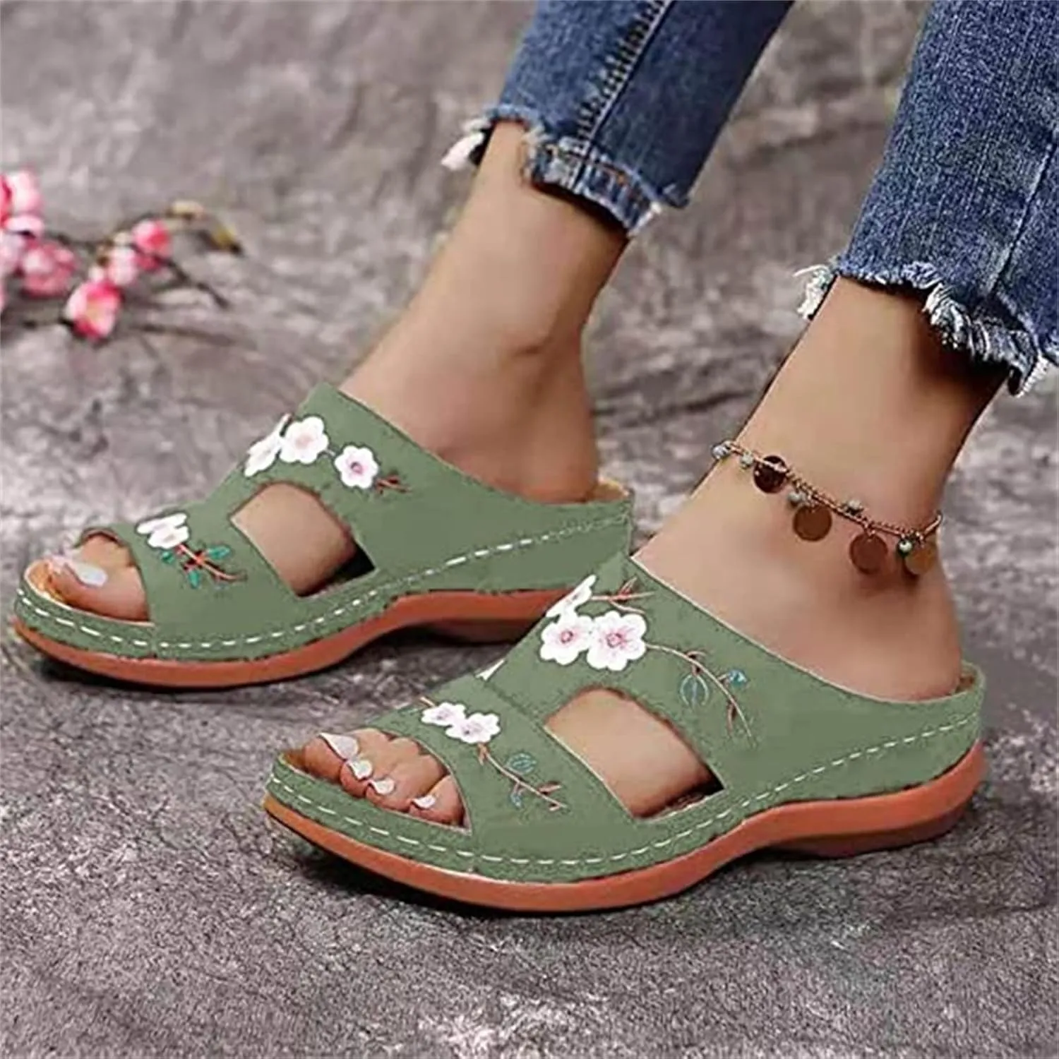 Lausiuoe Comfortable Orthopedic Sandals For Women Dressy Summer Arch Support Walking Cute Beach Orthotic Flip Flops Slippers