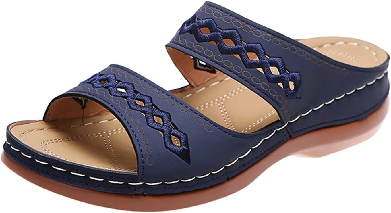 Lausiuoe Orthopedic Sandals For Women Plantar Fasciitis Arch Heel Support Walking Dressy Summer Orthotic Flip Flops Slippers