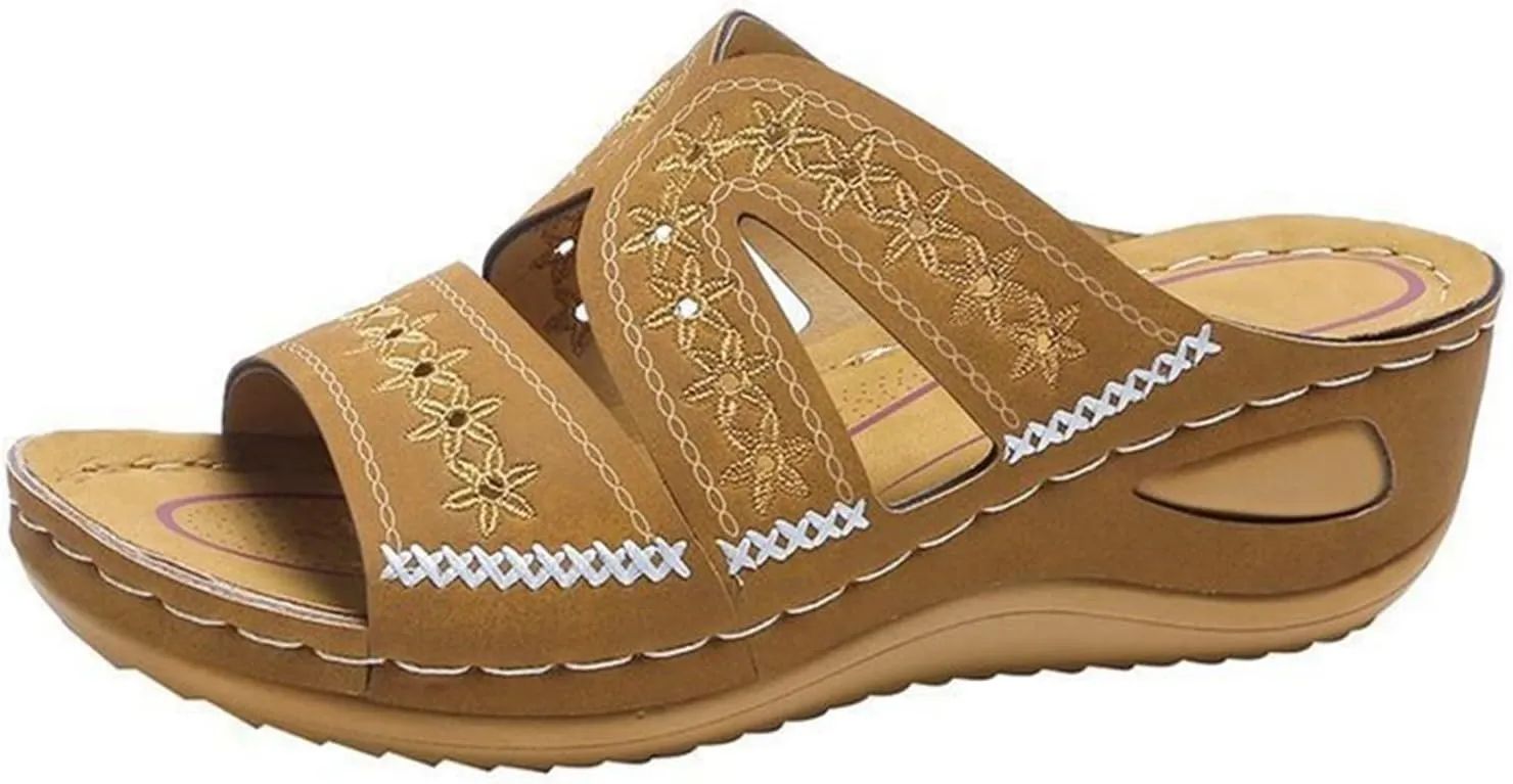 Lausiuoe Orthotic Sandals Women Plantar Fasciitis Arch Support Dressy Summer Comfy Casual Soft Sole Walking Orthopedic Slides