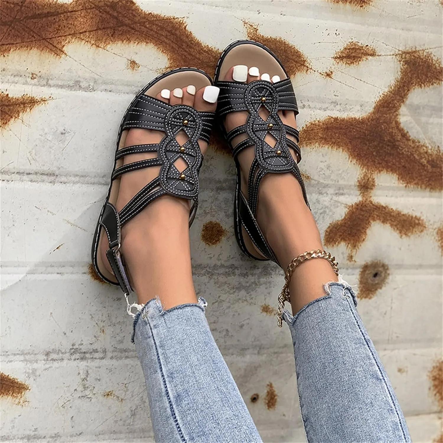 Lausiuoe Sandalias De Mujer De Verano Elegantes Womens Orthotic Flips Flops Arch Support Plantar Fasciitis Orthopedic Sandals