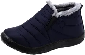 Lausiuoe Snow Boots For Women Waterproof Insulated Wide Width Warm Ankle Booties Slip On Outdoor Fur Lined Winter Shoes