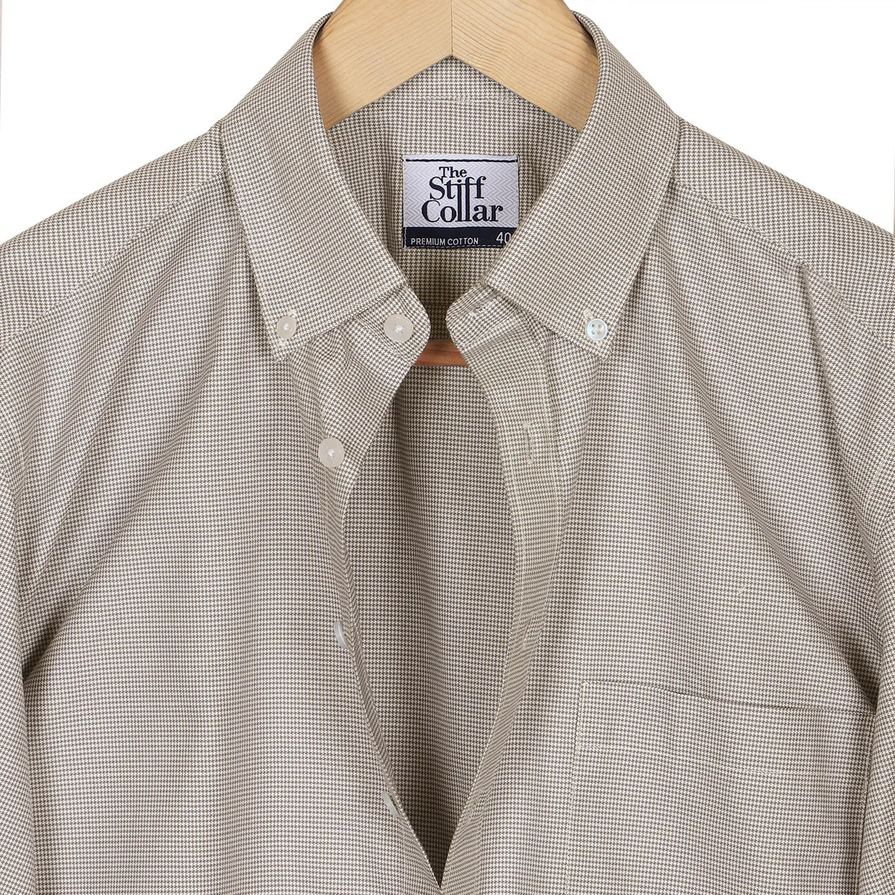Light Apricot Houndstooth Button Down Executive Shirt