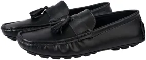 Loafer Shoes for Men Genuine Leather Tassel Stitching Details Round Toe Anti-Slip Flat Heel Flexible Driving Slip on for Any Attire