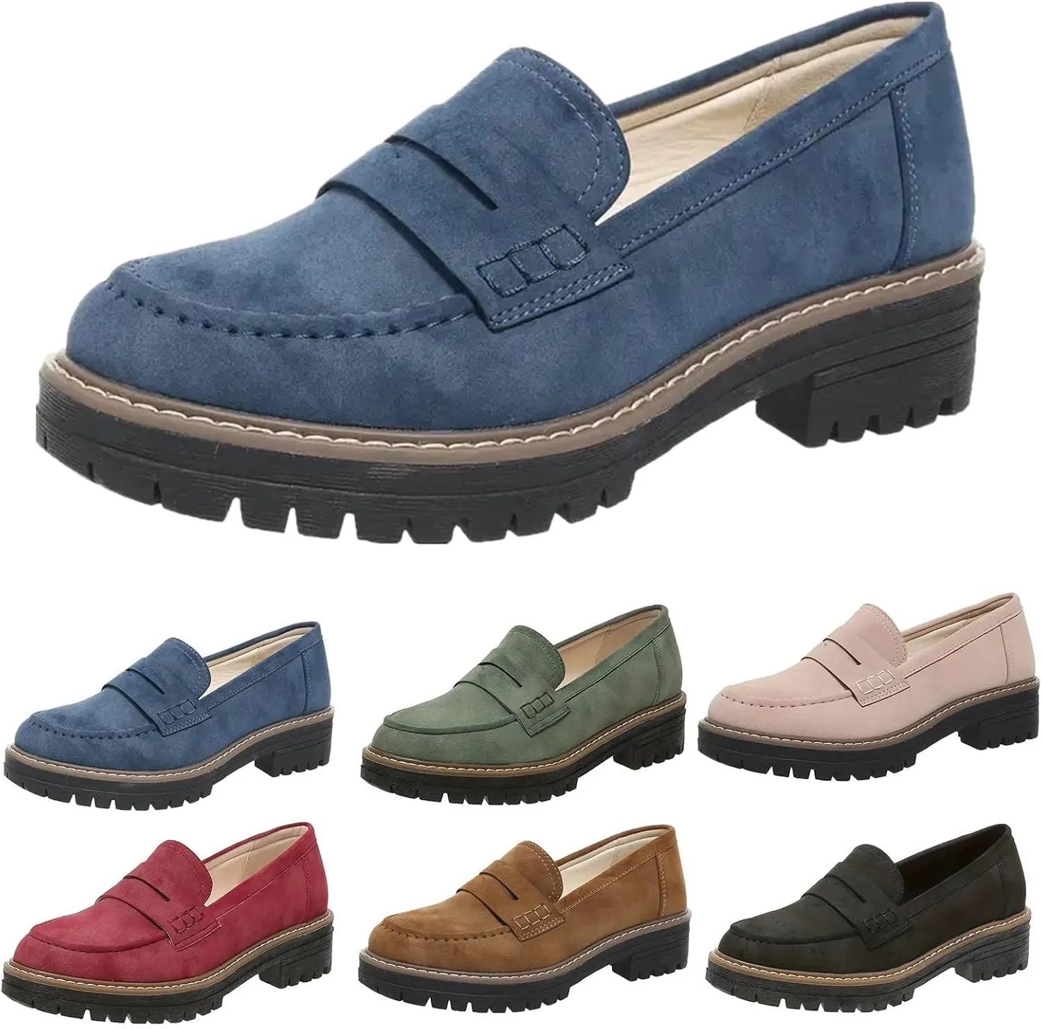 Loafers for Women 2025, Women's Loafers Classic Penny Loafers,Platform Chunky Penny Loafers for Women,Slip-On Dress Business Casual Office Work Shoes for Women,Penny Loafers