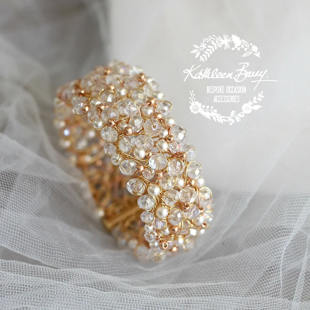 Mandy Bridal Crystal & Pearl Cluster drop Earrings - also available in silver & rose gold