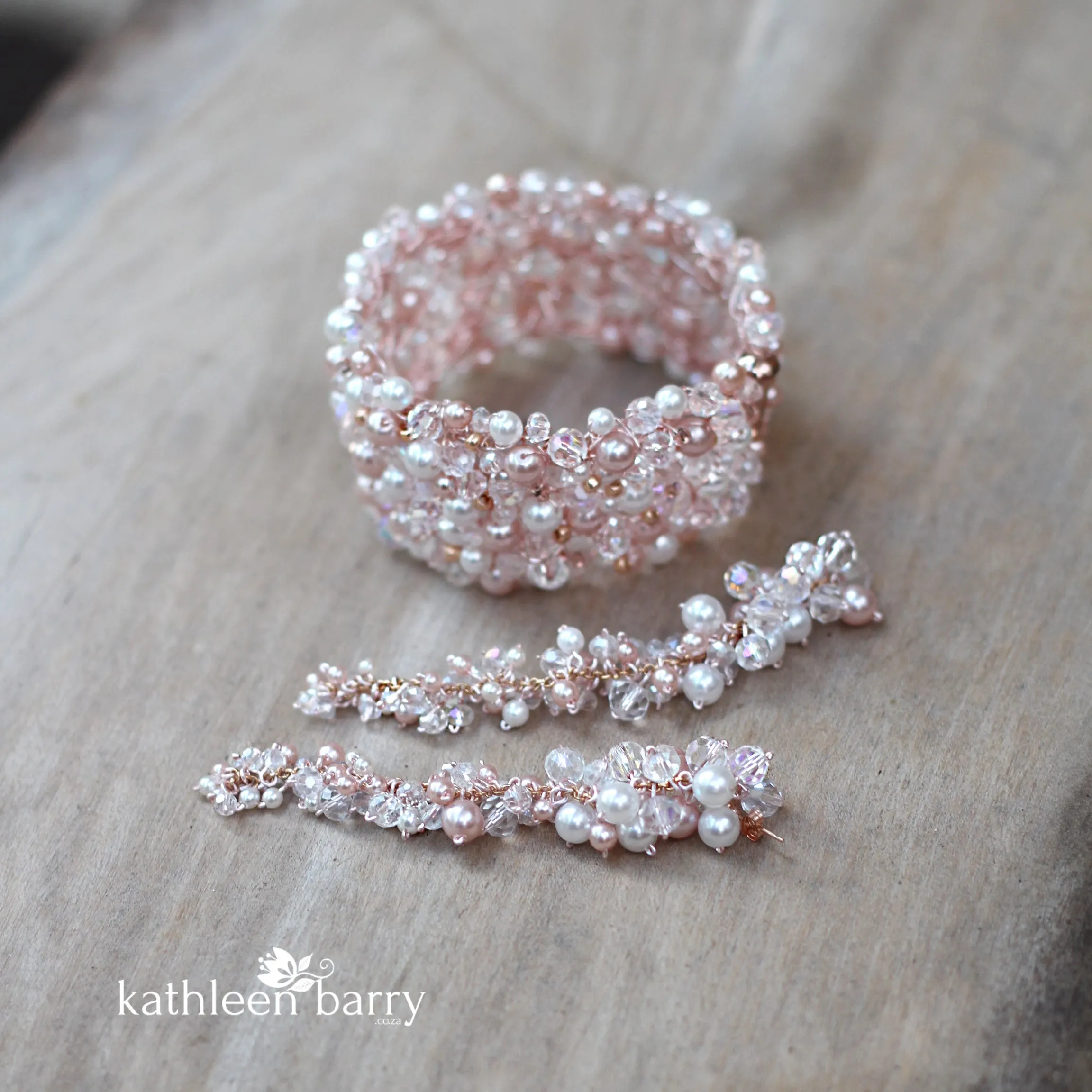 Mandy Bridal Crystal & Pearl Cluster drop Earrings - also available in silver & rose gold