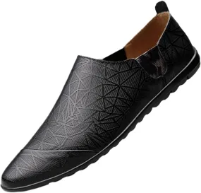 Men’s Leather Loafers – Lightweight Round Toe Driving Shoes, Comfortable Flexible Slip-Ons for Casual Walking