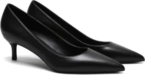 MOOMMO Kitten Heel Pumps Pointed Toe Satin Slip On 2 Inch Mid Heel Dress Shoes Classic Work Pumps for Office Ladies Wedding Bridal Party 4-13 M US