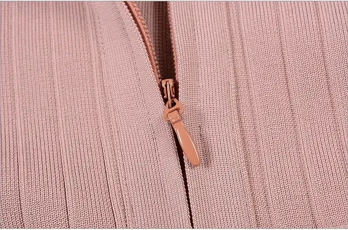 Nude Long Sleeve Midi Dress