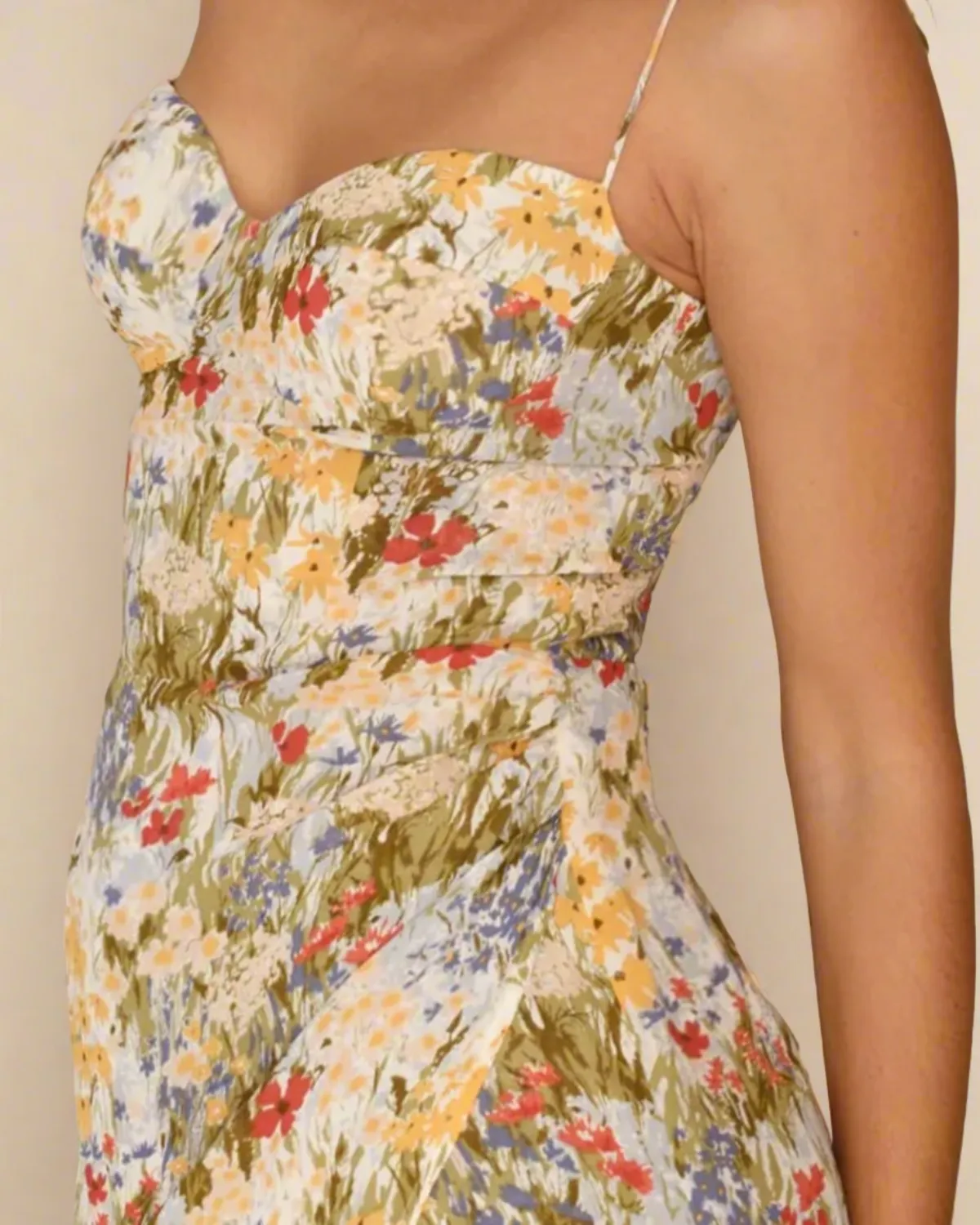 Ophelia Strappy Floral Midi Dress with Thigh Slit