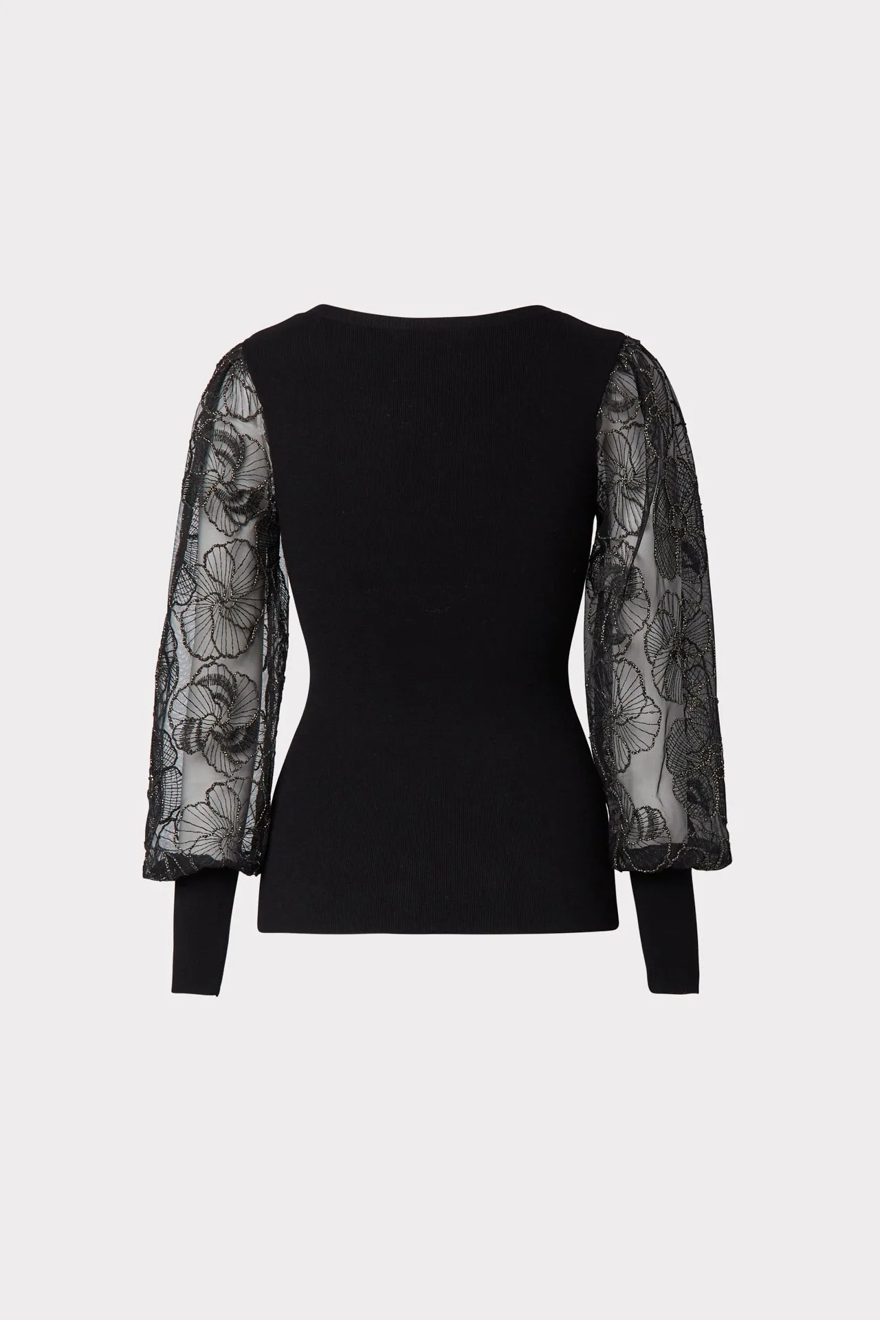 Organza Blouson Sleeve Sweater