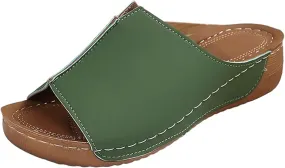 Orthopedic Sandals 2024 New Summer Dressy Leather Orthopedic Wedge Sandals Comfortable Platform Arch Support Slip Sandals