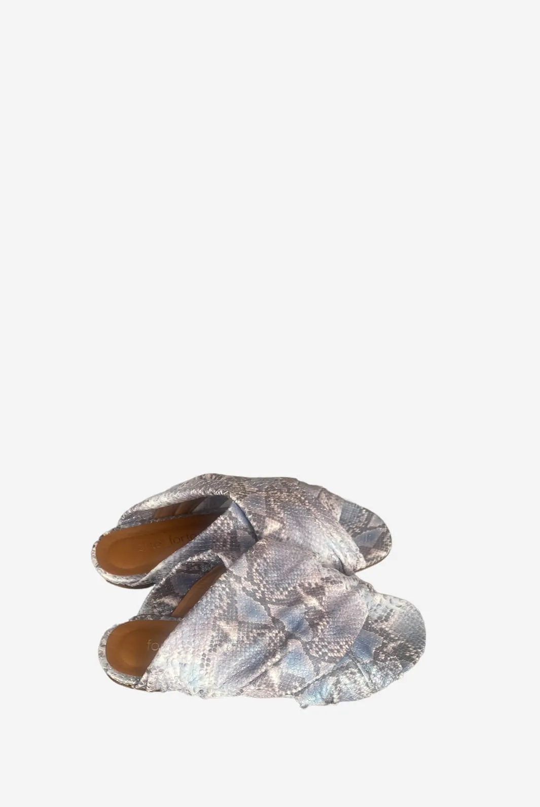 Printed Leather Flat Sandals