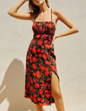 Remi Red Camellia Tie-Back Dress
