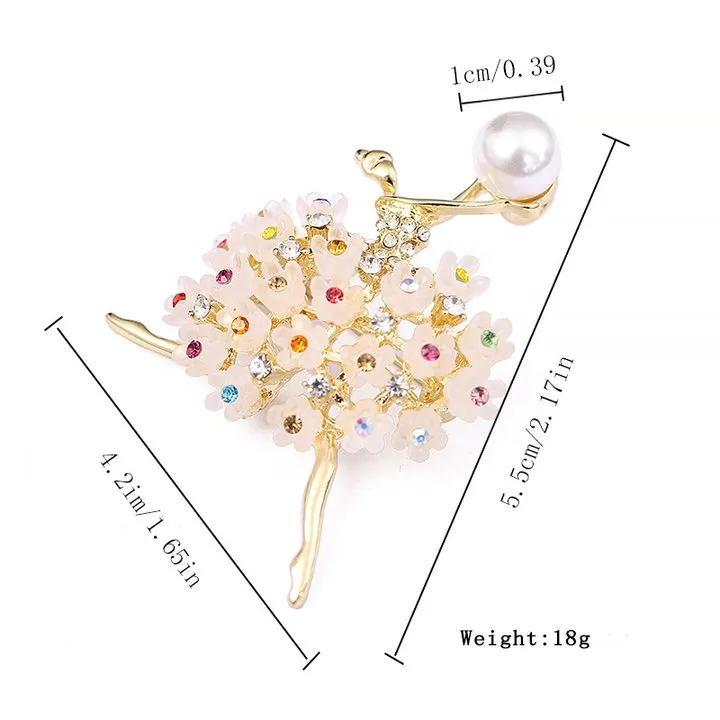 Retro Ballet Brooch Women's Pearl Silk Scarf Buckle