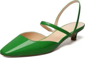 SAMMITOP Women's Kitten Heels Slingback Heels Ankle Strap Kitten Heel Sandals Party Dress Shoes for Wedding Party