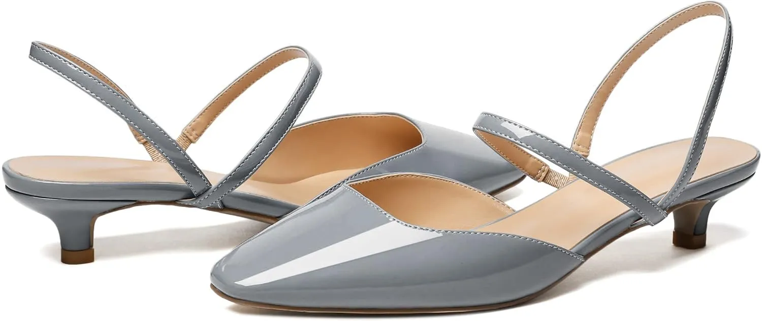 SAMMITOP Women's Kitten Heels Slingback Heels Ankle Strap Kitten Heel Sandals Party Dress Shoes for Wedding Party