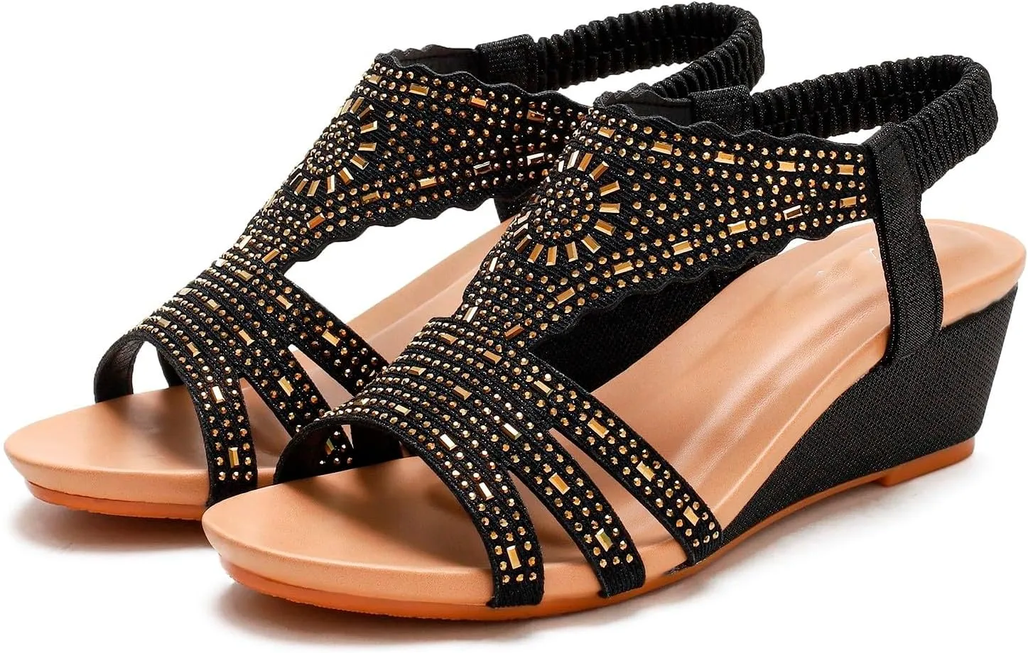 Sandals For Ladies Womens Wedges Shoes Elastic Band Casual Bohemian Sandals Boho Shoes for Beach Sandals for Men Women
