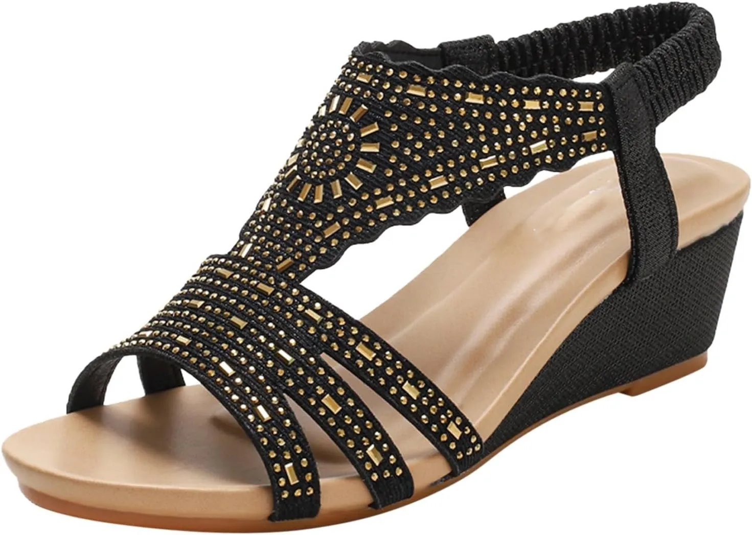 Sandals For Ladies Womens Wedges Shoes Elastic Band Casual Bohemian Sandals Boho Shoes for Beach Sandals for Men Women