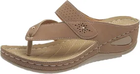 Sandals for Women Thong Sandals with Arch Support Slip on Buckle Strap Slippers Summer Comfortable Sandal Wedge Flip Flops Sandal 2025