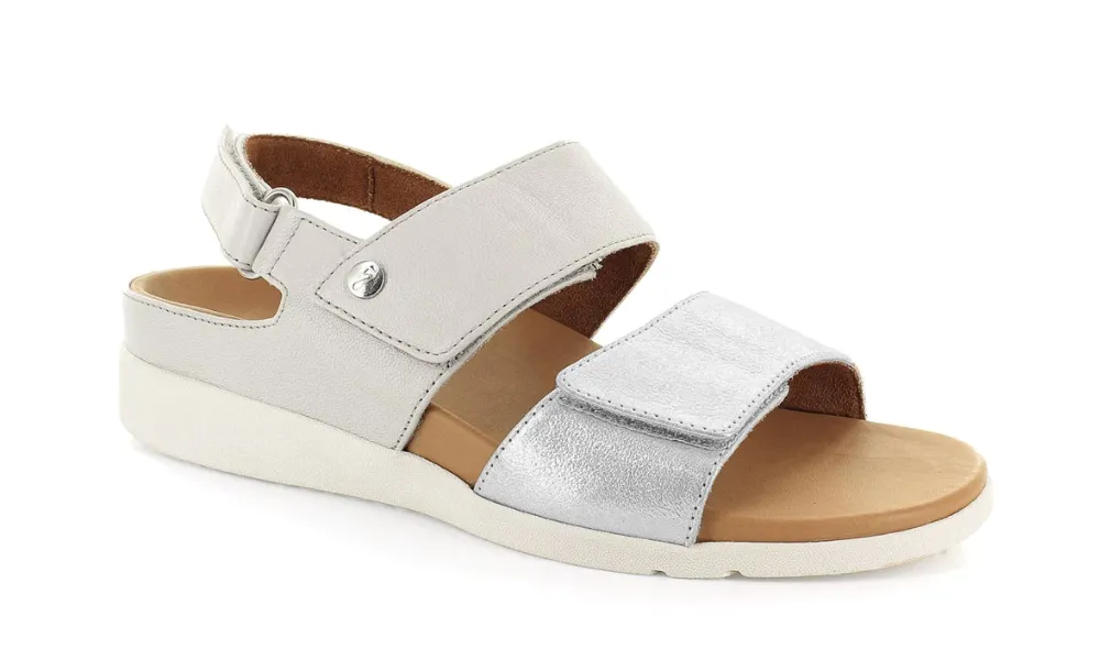 Strive - Riviera Velcro Strap Sandal Silver & Stone