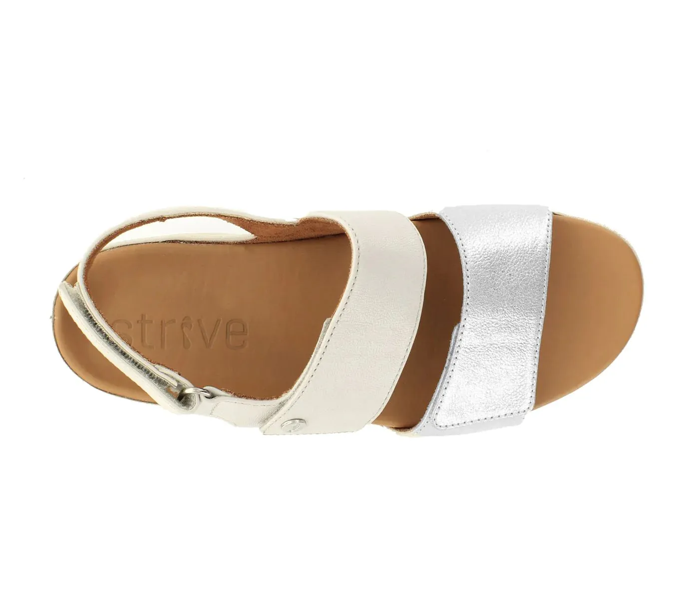 Strive - Riviera Velcro Strap Sandal Silver & Stone