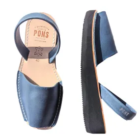 Wedge Wide - Leather BLUE