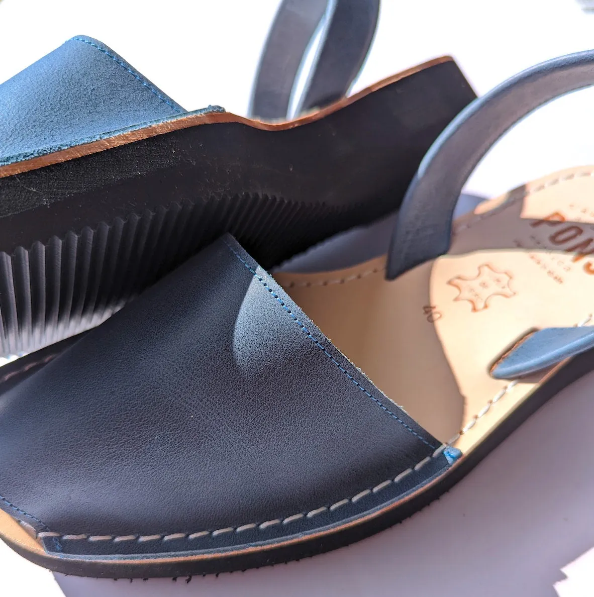 Wedge Wide - Leather BLUE