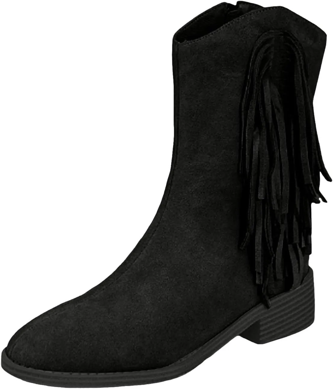 Western Boots Ankle Booties Women's Cowboy Western Ankle Boots Low Chunky Heels Fall Short Booties Tassel Shoes