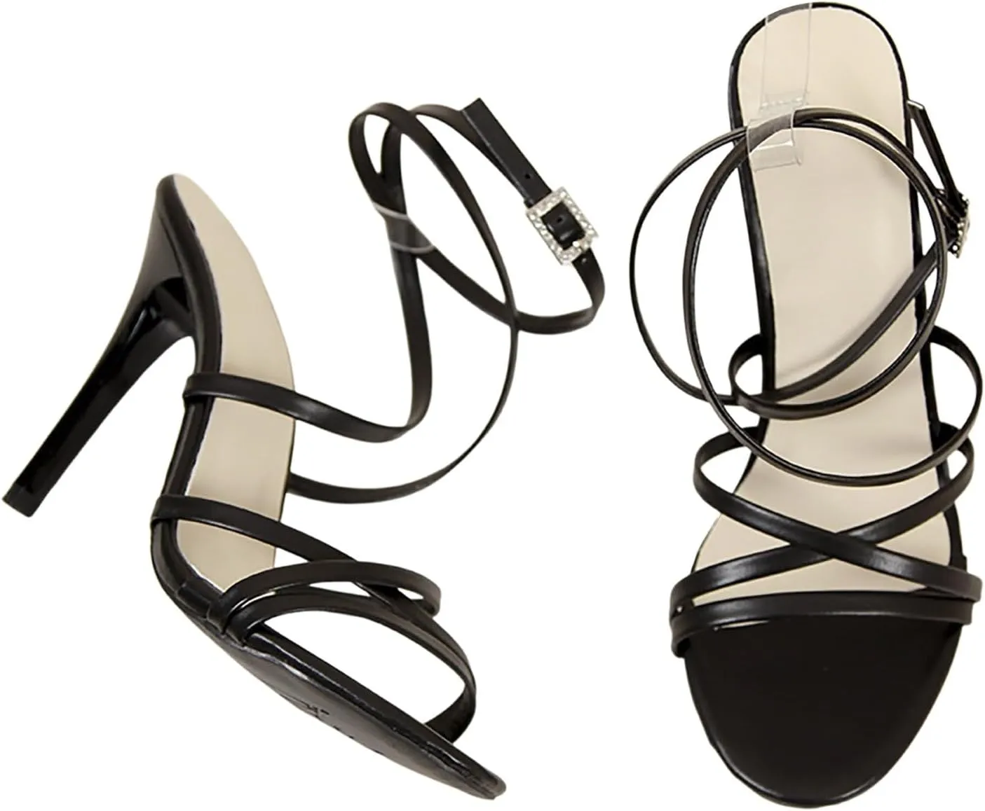 Women Heeled Sandals Square Open Toe Block High Heels Strappy Chunky Heels Ankle Strap Sandals Dress Party Shoes