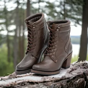 WOMEN OVAL TOE BELMONT LEATHER BOOT BROWN - Q38B8307