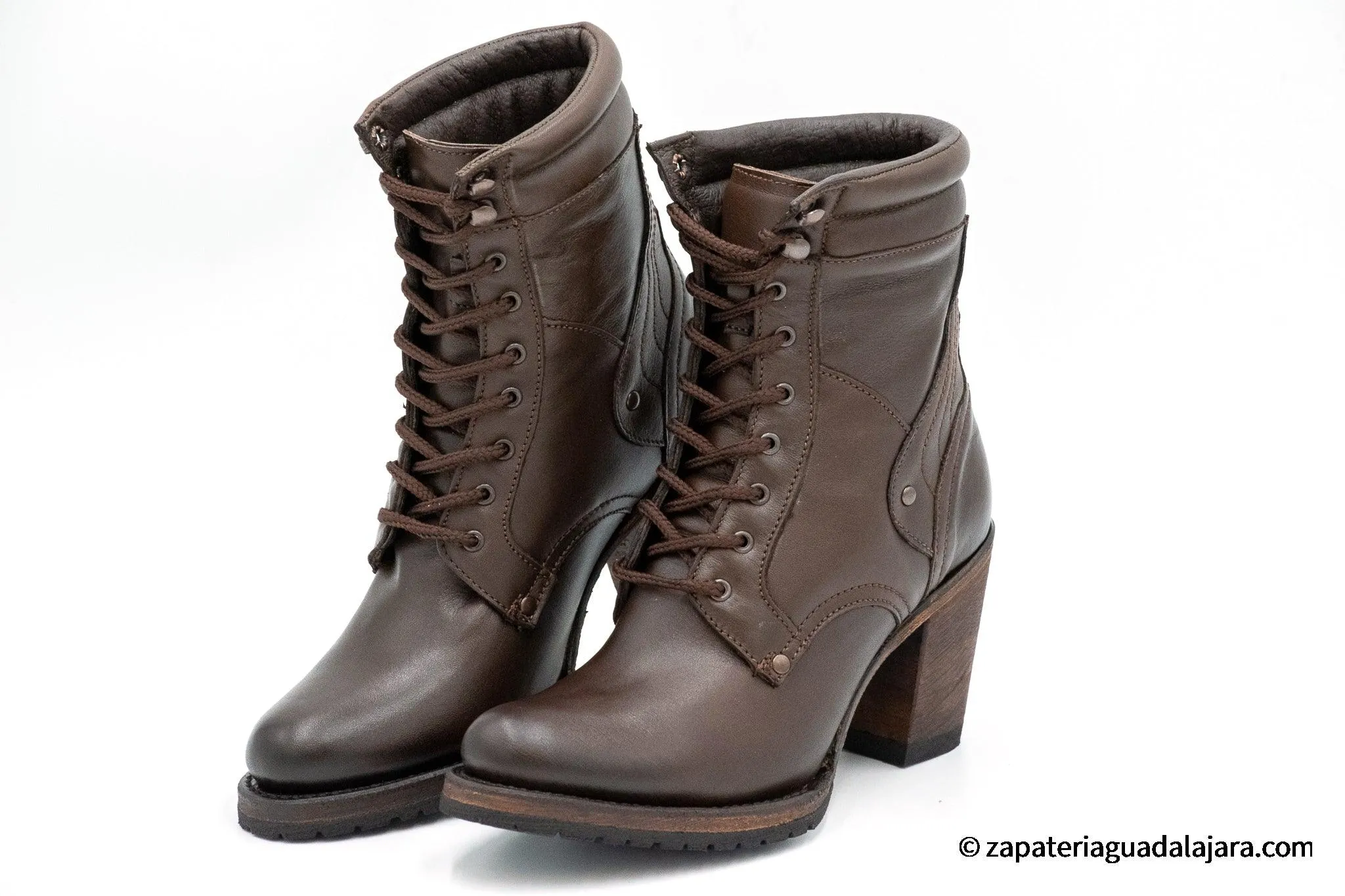 WOMEN OVAL TOE BELMONT LEATHER BOOT BROWN - Q38B8307