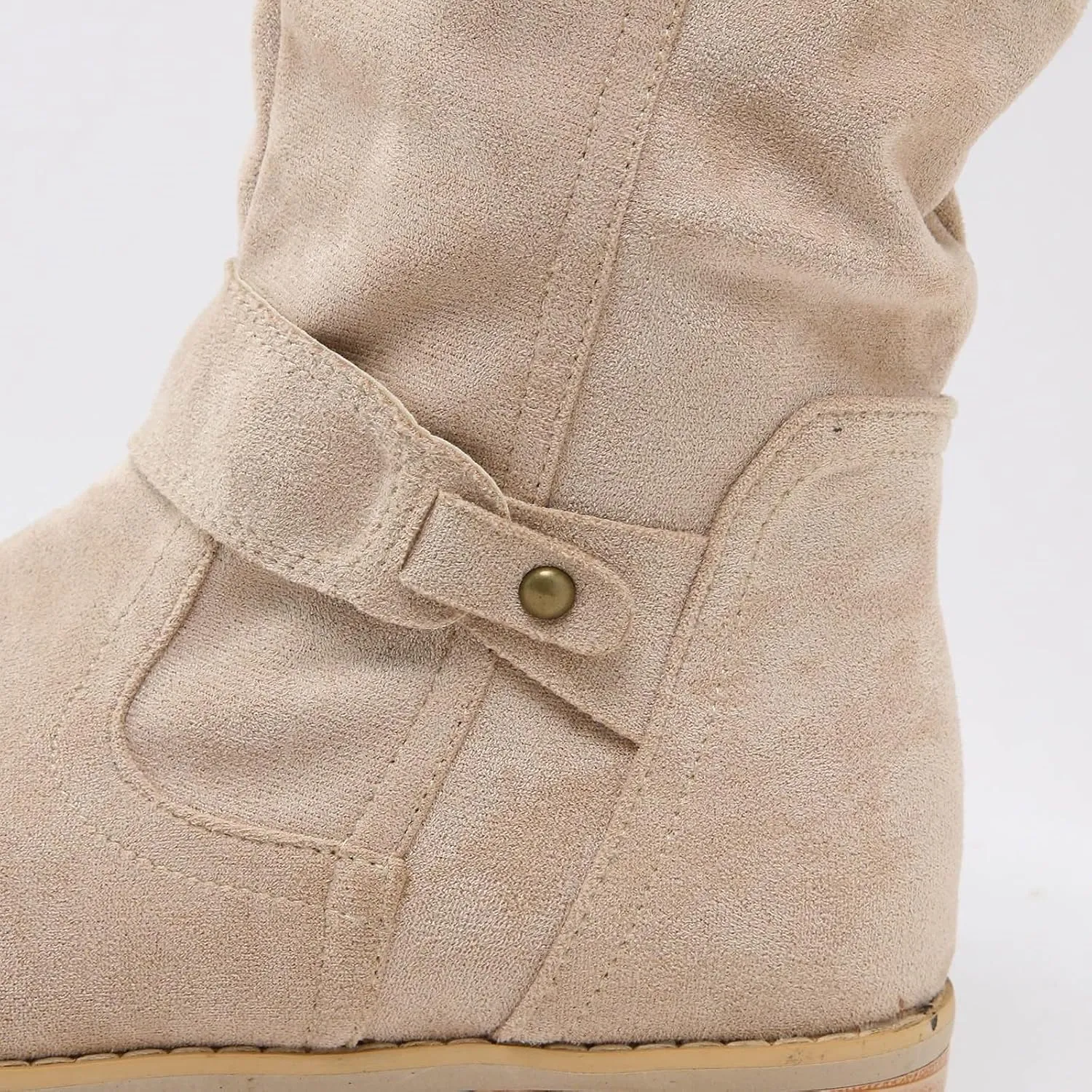 Women's Ankle Boots & Booties Womens Boots Ankle Heels Pointed Toe Suede Pleated Low Heel Low Calf Women's Boots