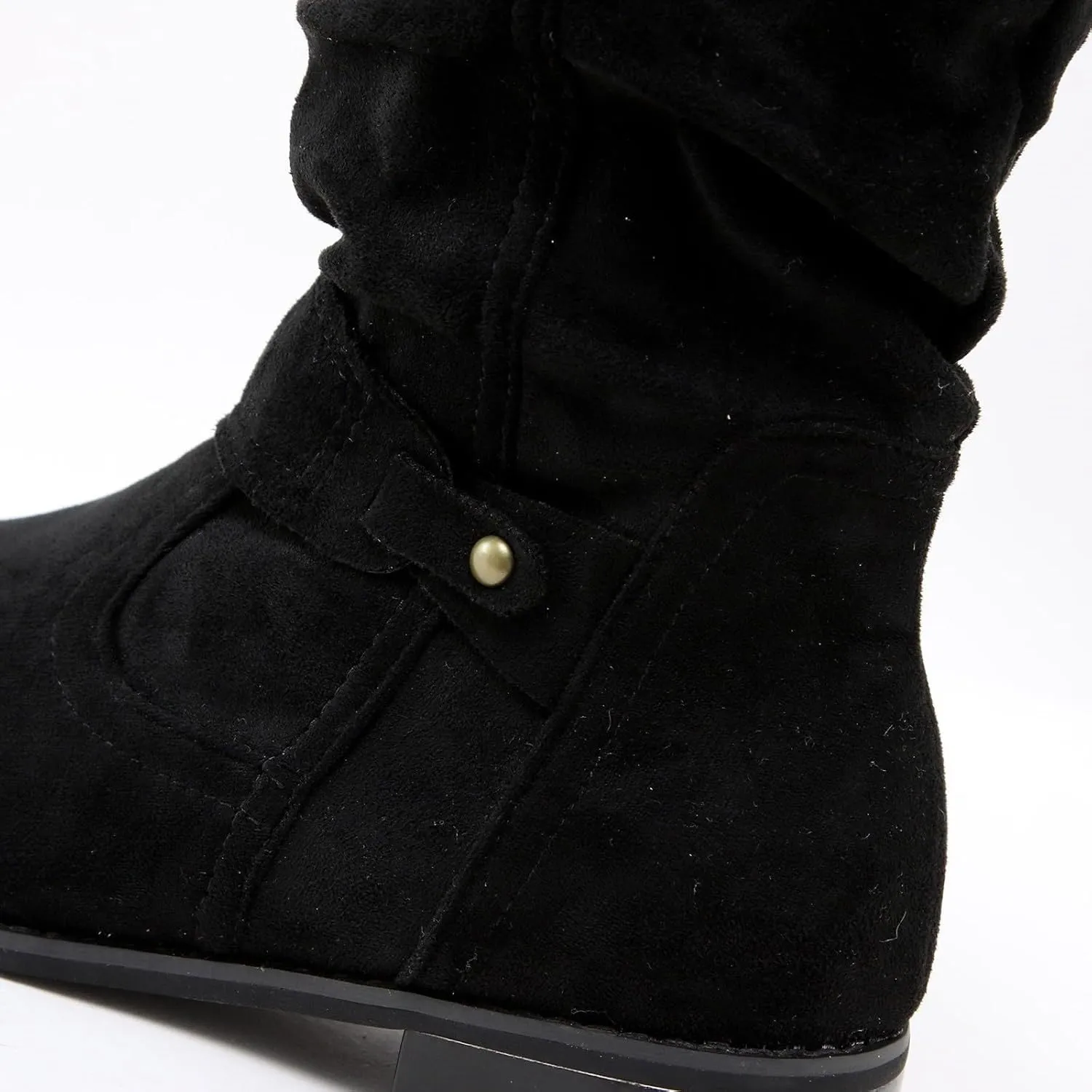 Women's Ankle Boots & Booties Womens Boots Ankle Heels Pointed Toe Suede Pleated Low Heel Low Calf Women's Boots