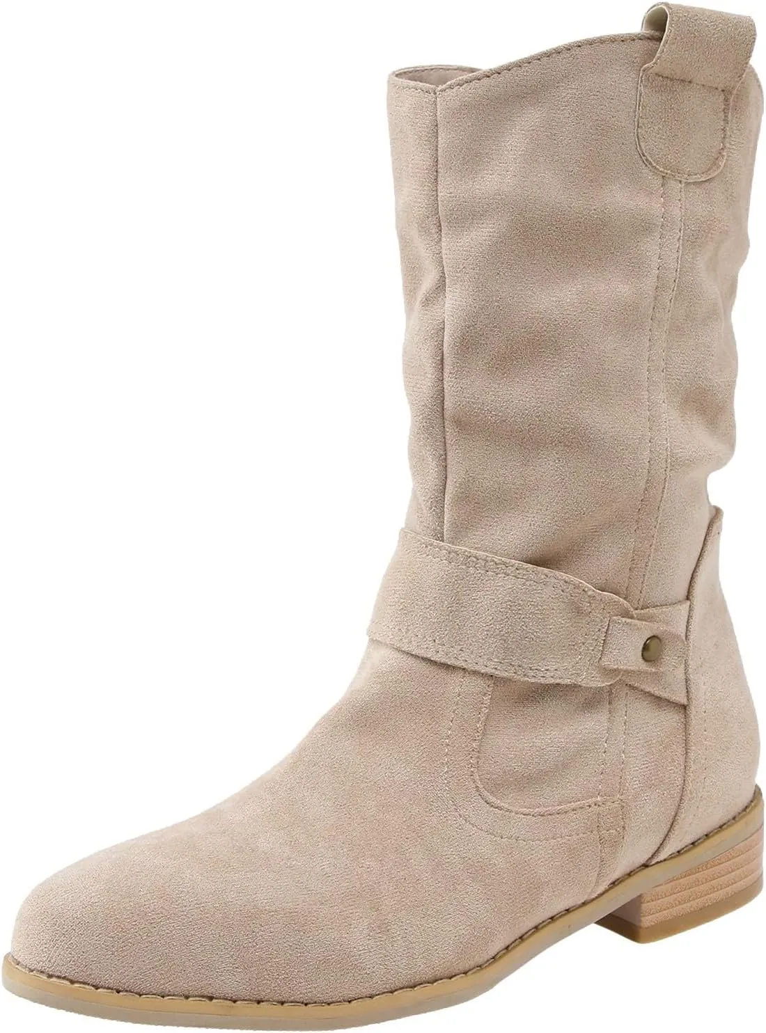 Women's Ankle Boots & Booties Womens Boots Ankle Heels Pointed Toe Suede Pleated Low Heel Low Calf Women's Boots