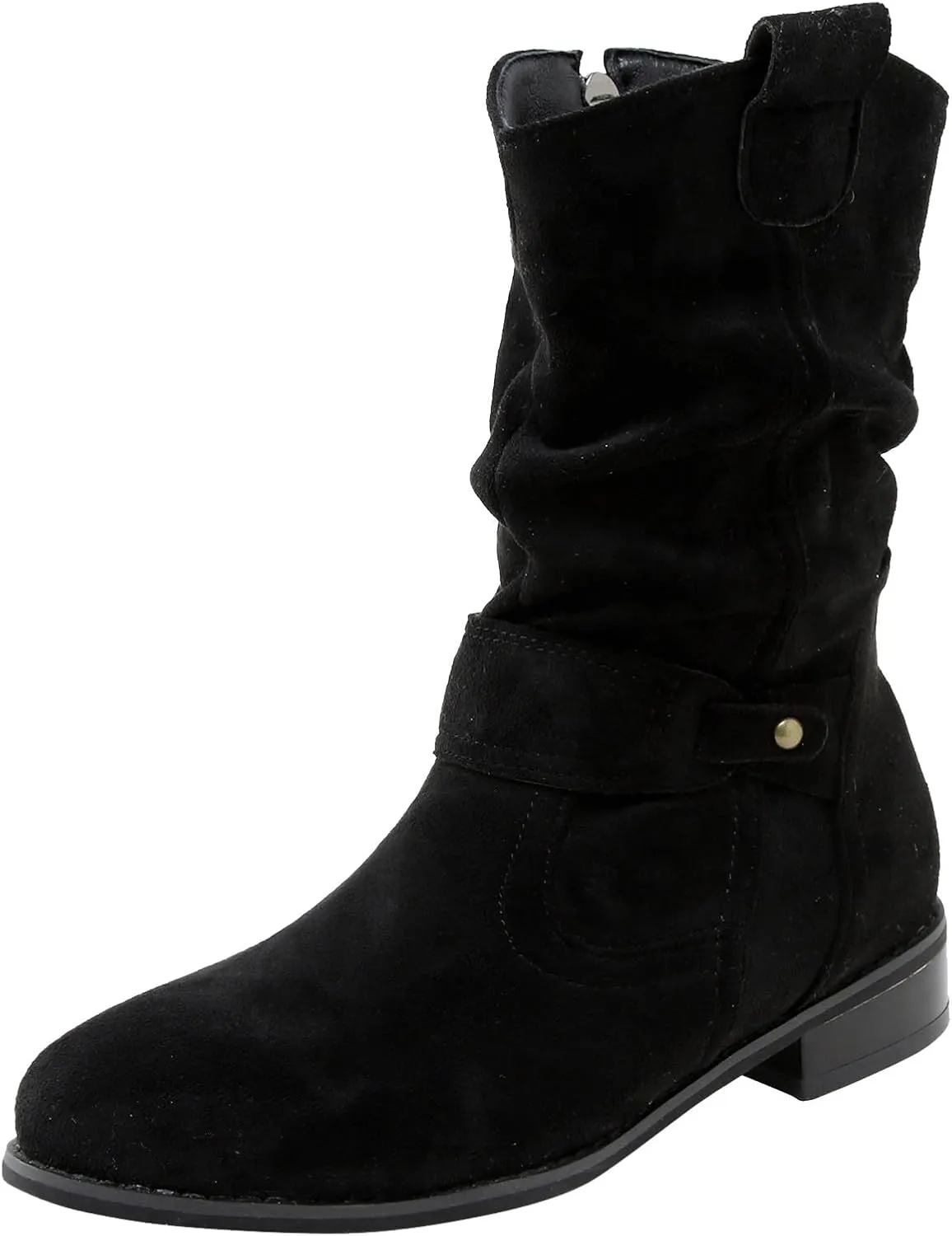 Women's Ankle Boots & Booties Womens Boots Ankle Heels Pointed Toe Suede Pleated Low Heel Low Calf Women's Boots