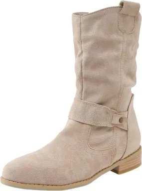 Women's Ankle Boots & Booties Womens Boots Ankle Heels Pointed Toe Suede Pleated Low Heel Low Calf Women's Boots