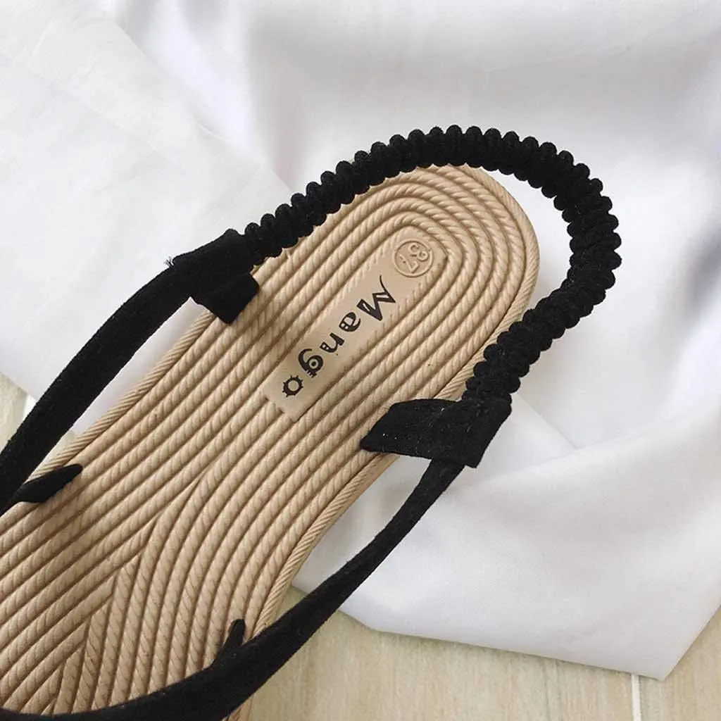Women's Low Wedge Heels Women Flat Band Sandals Casual Summer Sandals Toe Elastic Open Fashion Women's Wedges