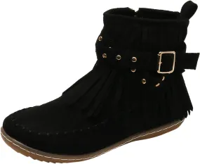 Womens Moccasins Fringe Ankle Boots Retro Tassel Fall Boots Fashion Suede Dress Boots Western Flat Heel Cowboy Boots