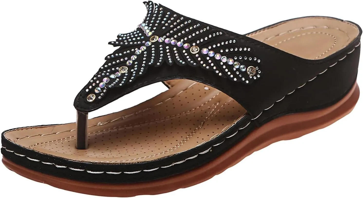 Womens Orthopedic Sandals Casual Clip Toe Flip Flops with Arch Support Breathable Dressy Wedge Sandals Shoes