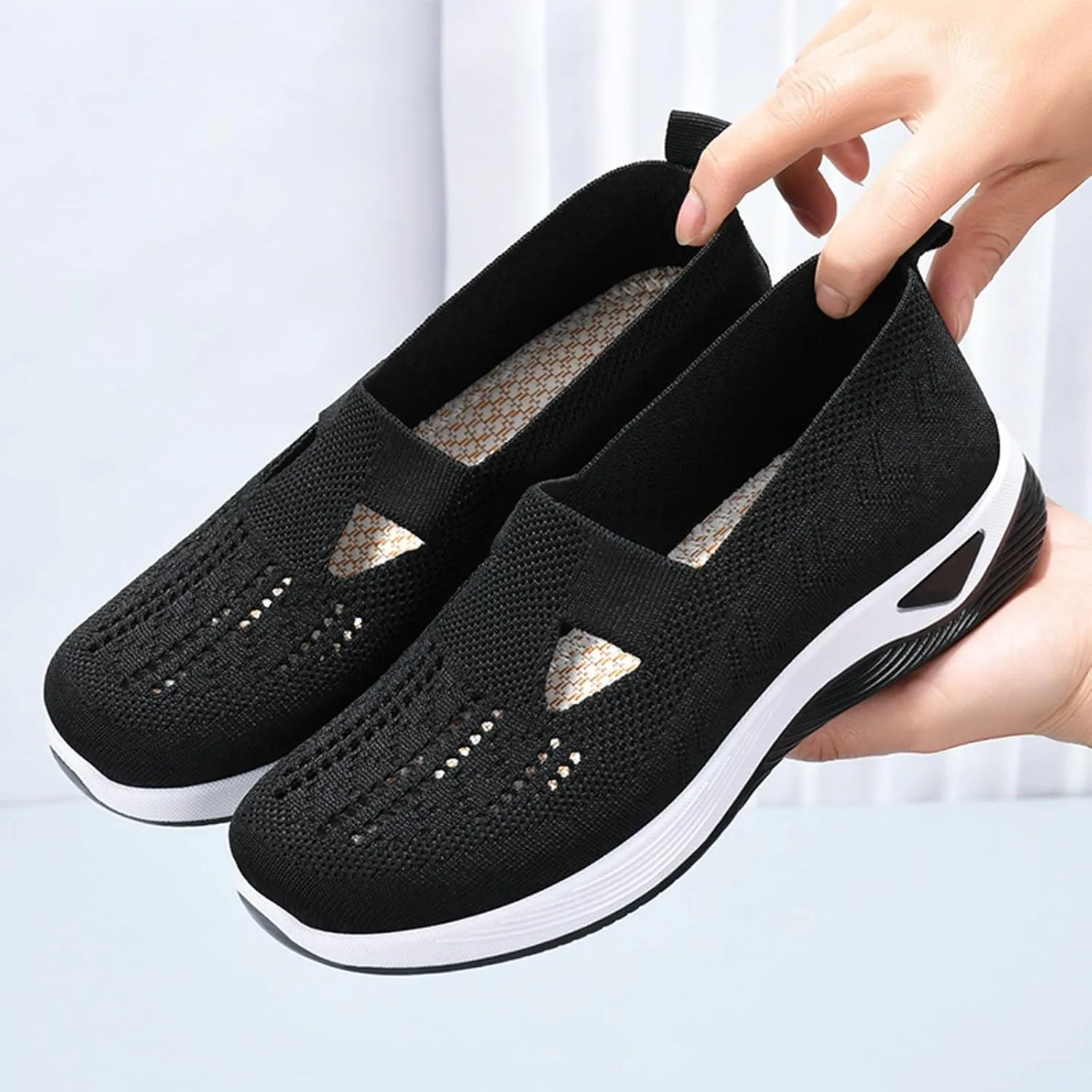 Womens Orthopedic Slip On Sneakers Walking Shoes with Arch Support Comfortable Casual Loafers Plantar Fasciitis Relief Foot Heel Pain Diabetic