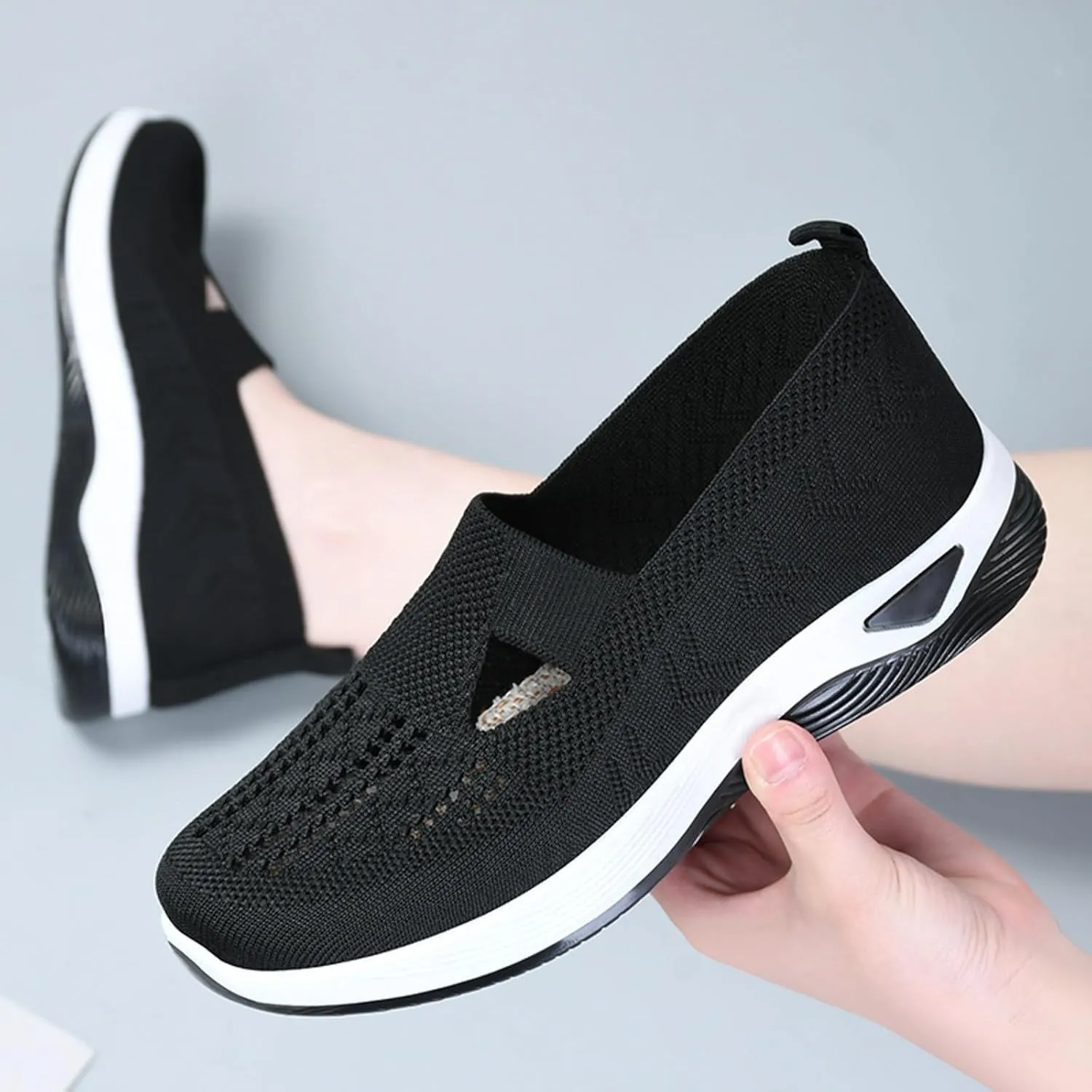 Womens Orthopedic Slip On Sneakers Walking Shoes with Arch Support Comfortable Casual Loafers Plantar Fasciitis Relief Foot Heel Pain Diabetic