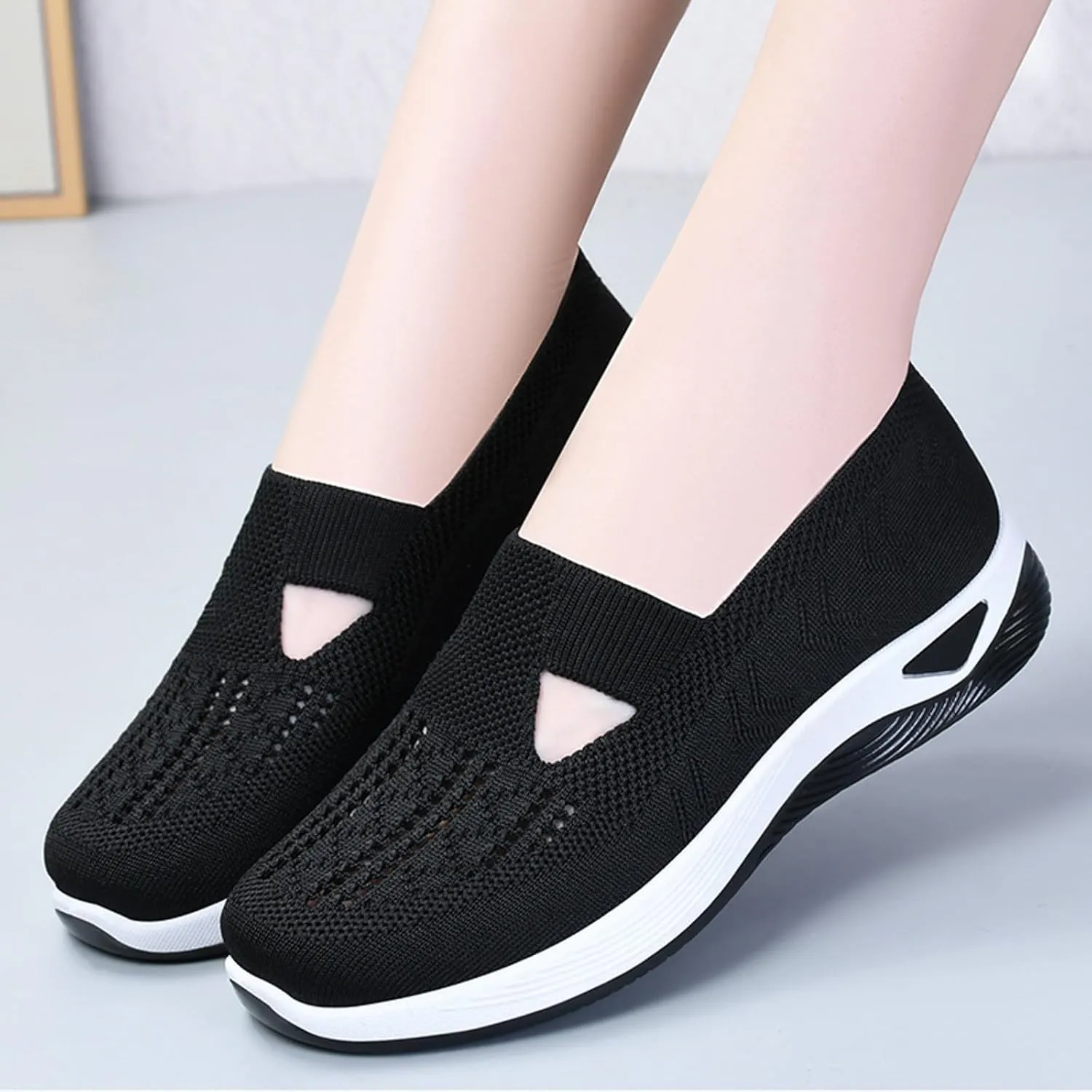 Womens Orthopedic Slip On Sneakers Walking Shoes with Arch Support Comfortable Casual Loafers Plantar Fasciitis Relief Foot Heel Pain Diabetic