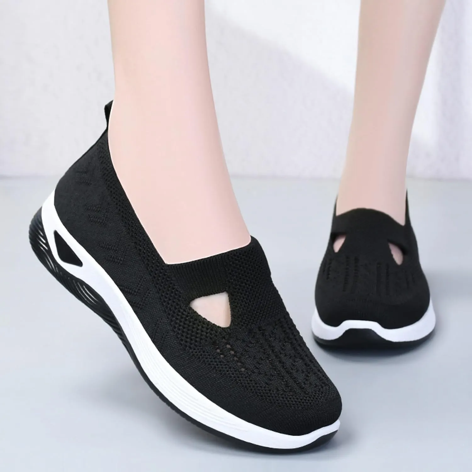 Womens Orthopedic Slip On Sneakers Walking Shoes with Arch Support Comfortable Casual Loafers Plantar Fasciitis Relief Foot Heel Pain Diabetic