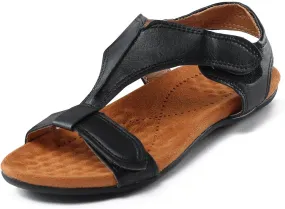 Womens Orthotic Sandals with Arch Support T-Strap Orthopedic Flat Sandals Comfortable Summer Shoes Slip On Adjustable Flat Slippers Open Toe Sandal Summer Beach Shoes