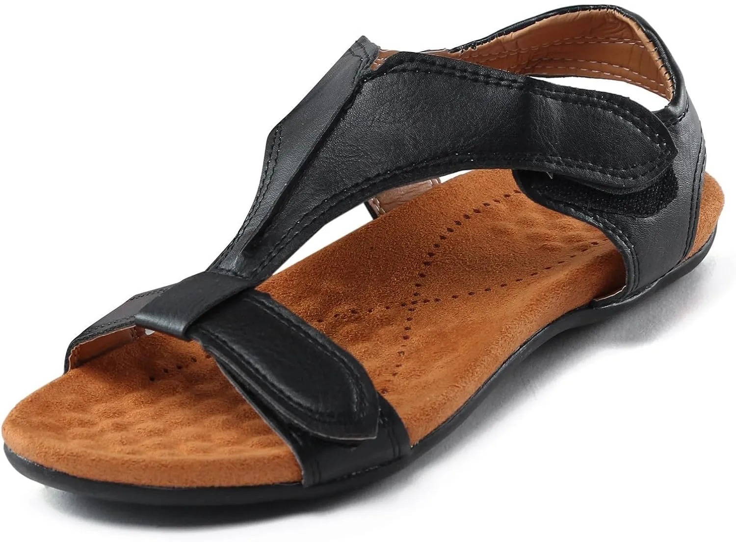 Womens Orthotic Sandals with Arch Support T-Strap Orthopedic Flat Sandals Comfortable Summer Shoes Slip On Adjustable Flat Slippers Open Toe Sandal Summer Beach Shoes