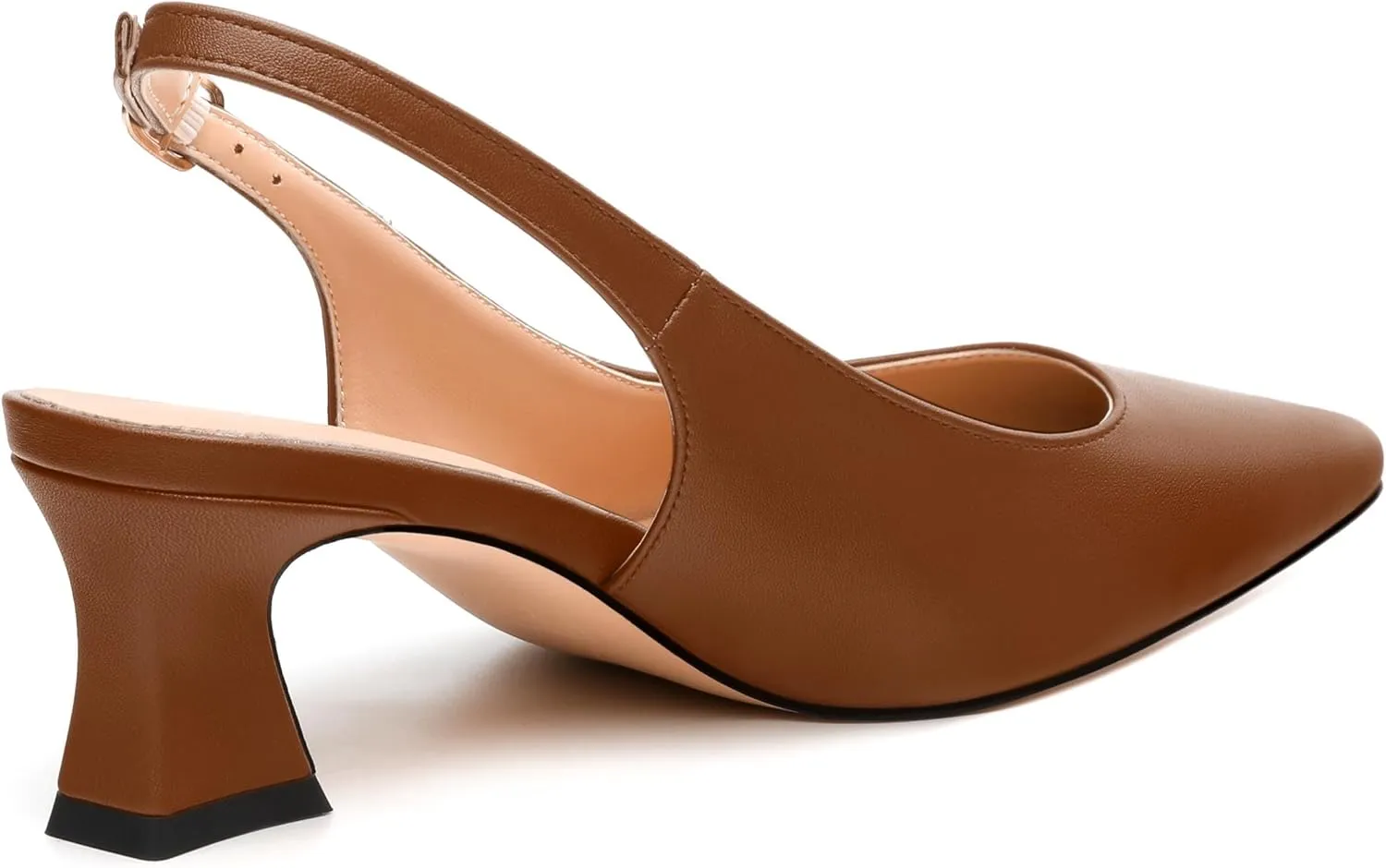 Womens Pumps, Square Toe Small Chunky Heel Slingbacks for Women, Leather Insole Slingback Pumps Buckle Closure 2"