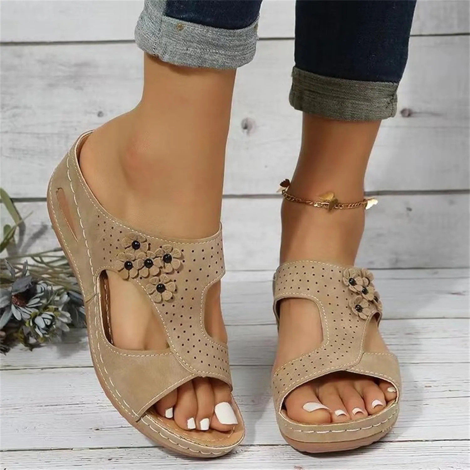 Women's Sandals Comfortable Dressy Casual Summer Orthopedic Slippers Flat Heel Beach Orthotic Flip Flops With Arch Support