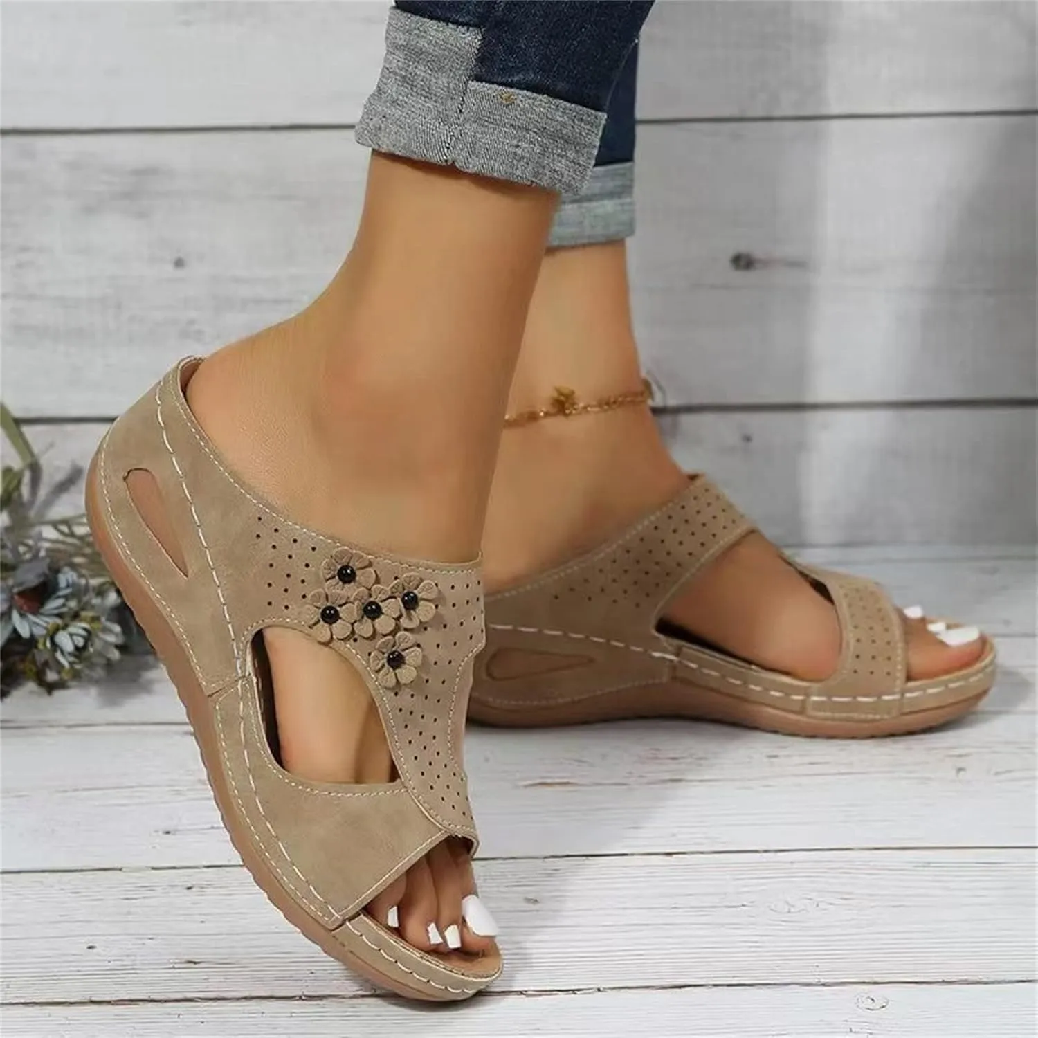 Women's Sandals Comfortable Dressy Casual Summer Orthopedic Slippers Flat Heel Beach Orthotic Flip Flops With Arch Support