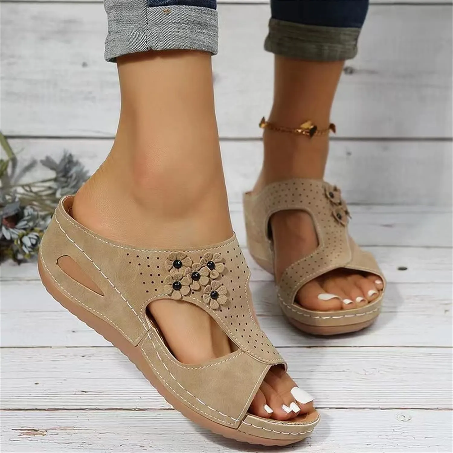 Women's Sandals Comfortable Dressy Casual Summer Orthopedic Slippers Flat Heel Beach Orthotic Flip Flops With Arch Support